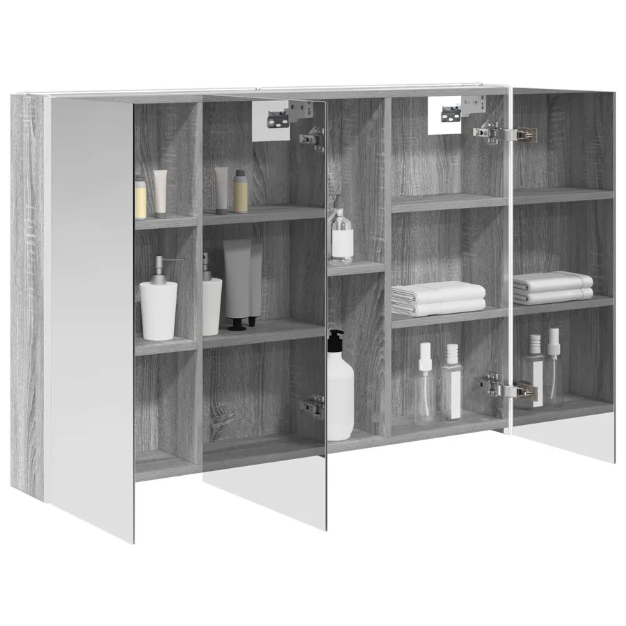Armoire Miroir de Salle de Bain Gris Sonoma - 3