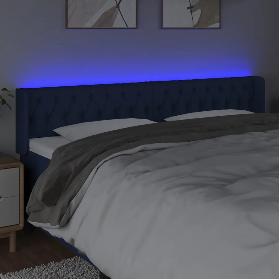 Tête de lit à LED Bleu 183x16x78/88 cm Tissu - 4