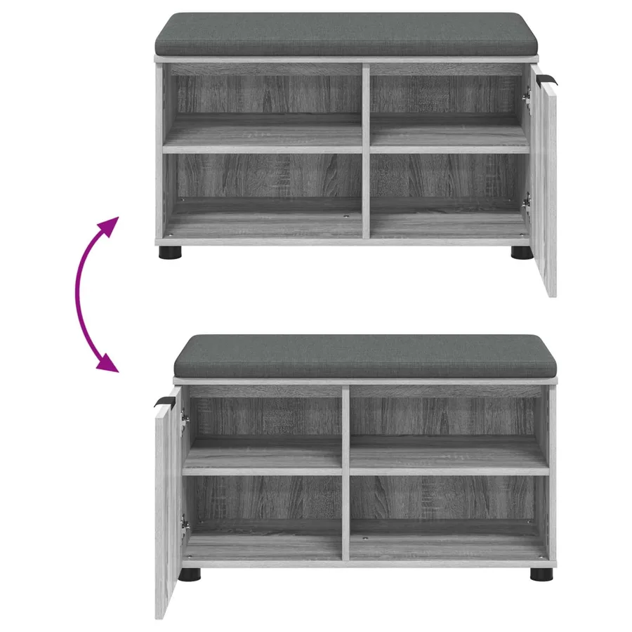 Banc d'entrée avec coussin Gris Sonoma 80 x 38 x 46 cm - 8