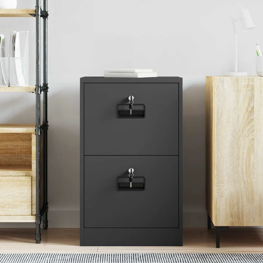Cabinet de Dossier avec tiroir Noir 45,5 x 42 x 74,5 cm - 4