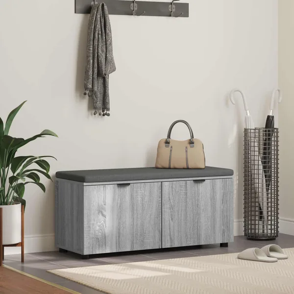 Banc d'entrée avec coussin Gris Sonoma 100 x 38 x 46 cm