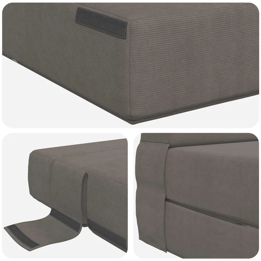 Canapé-lit pliable Gris clair 70 x 80 x 60 cm Tissu - 6