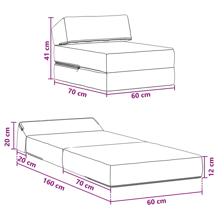 Canapé-lit pliable Bleu 60 x 70 x 41 cm Tissu - 10