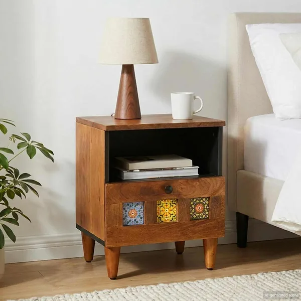 Cabinet de chevet Marron 40 x 33 x 46 cm Bois de mangue massif