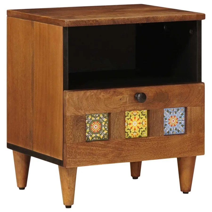 Cabinet de chevet Marron 40 x 33 x 46 cm Bois de mangue massif - 2