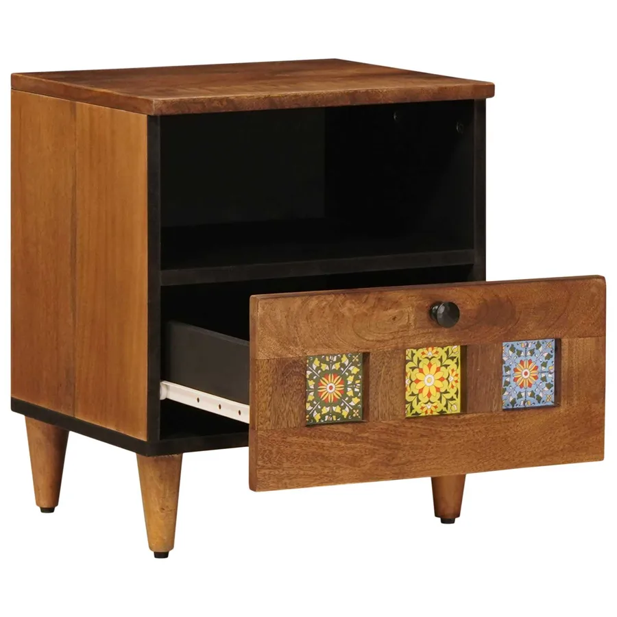 Cabinet de chevet Marron 40 x 33 x 46 cm Bois de mangue massif - 3
