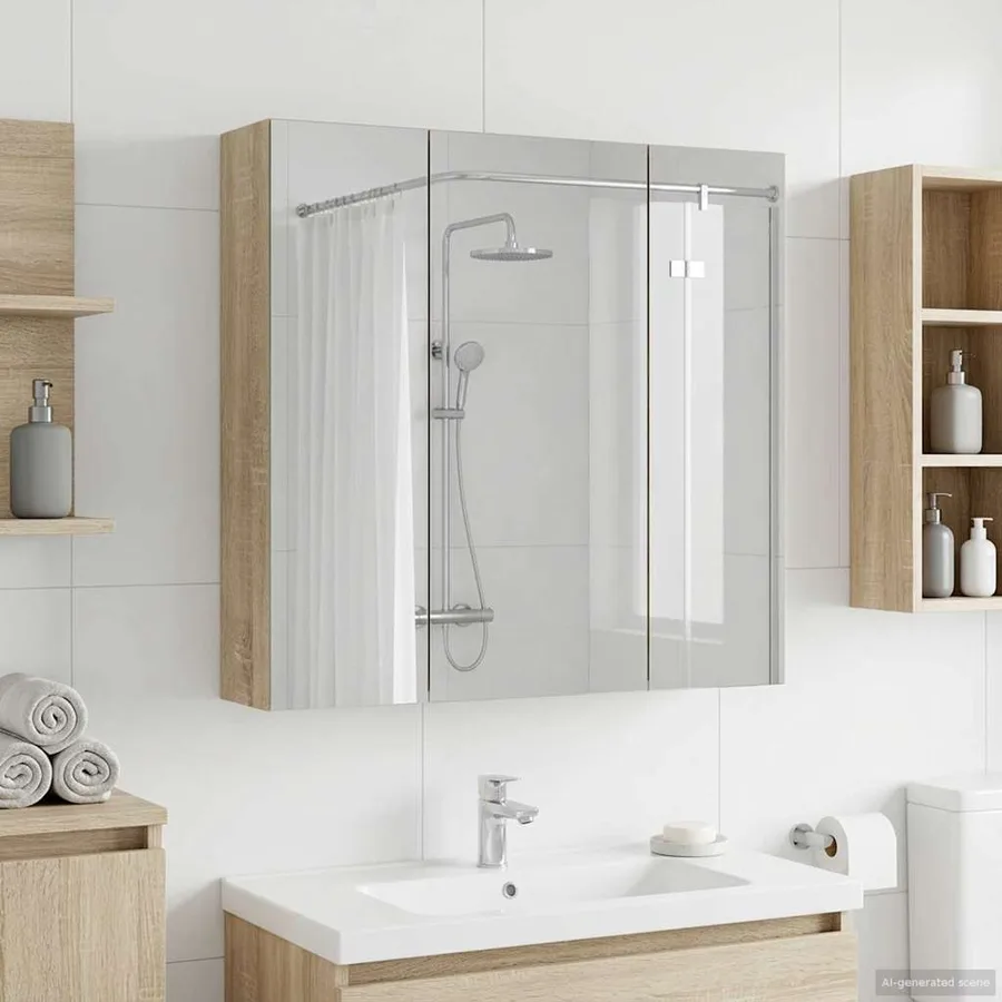 Armoire Miroir de Salle de Bain Chêne Sonoma 70 x 14,5 x 70 cm - 4