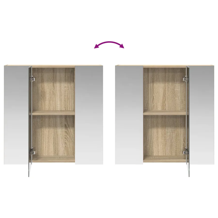 Armoire Miroir de Salle de Bain Chêne Sonoma 70 x 14,5 x 70 cm - 8