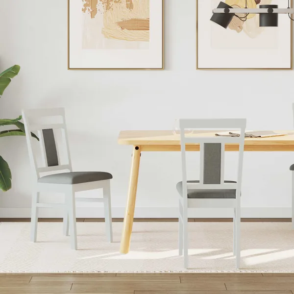 Chaise de salle à manger 2 pcs Blanc et Gris