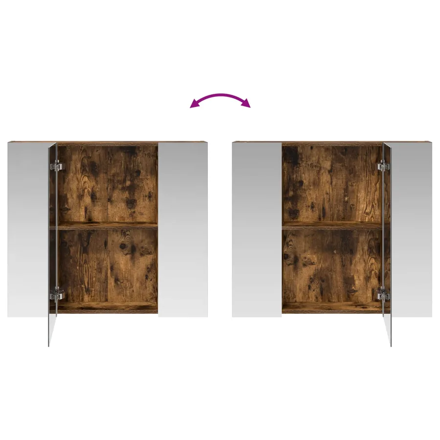 Armoire Miroir de Salle de Bain Chêne fumé 80 x 14.5 x 70 cm - 10