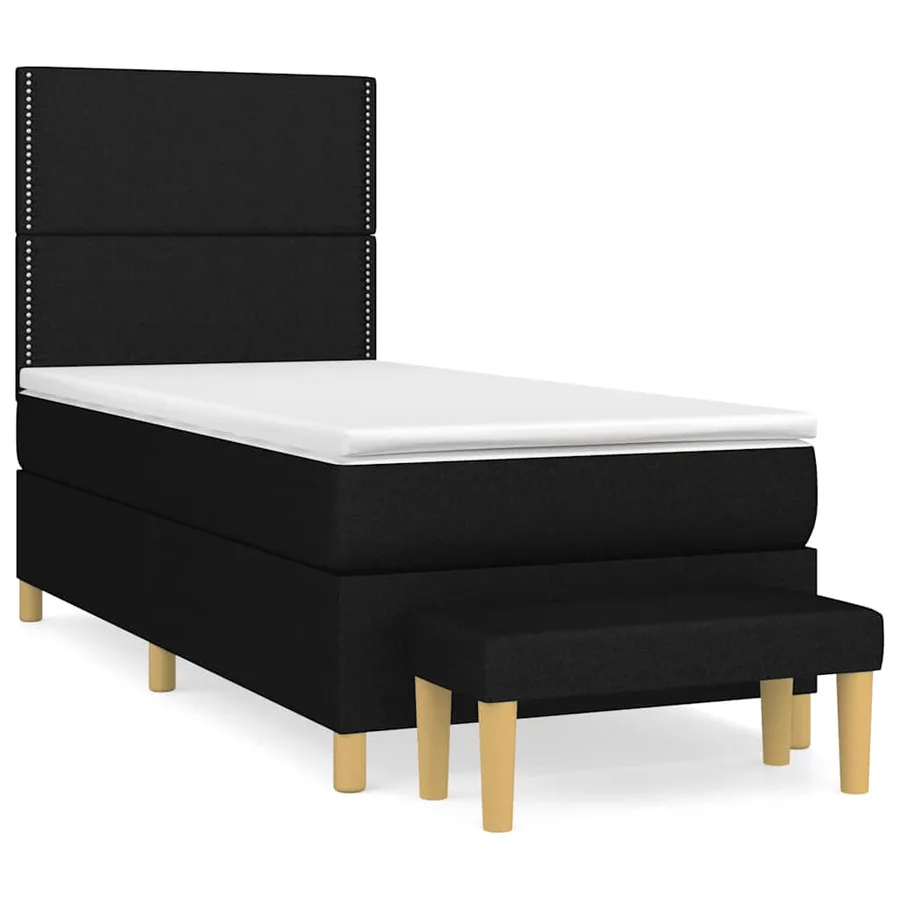 Sommier à lattes de lit et matelas Noir 80x200 cm Tissu - 2