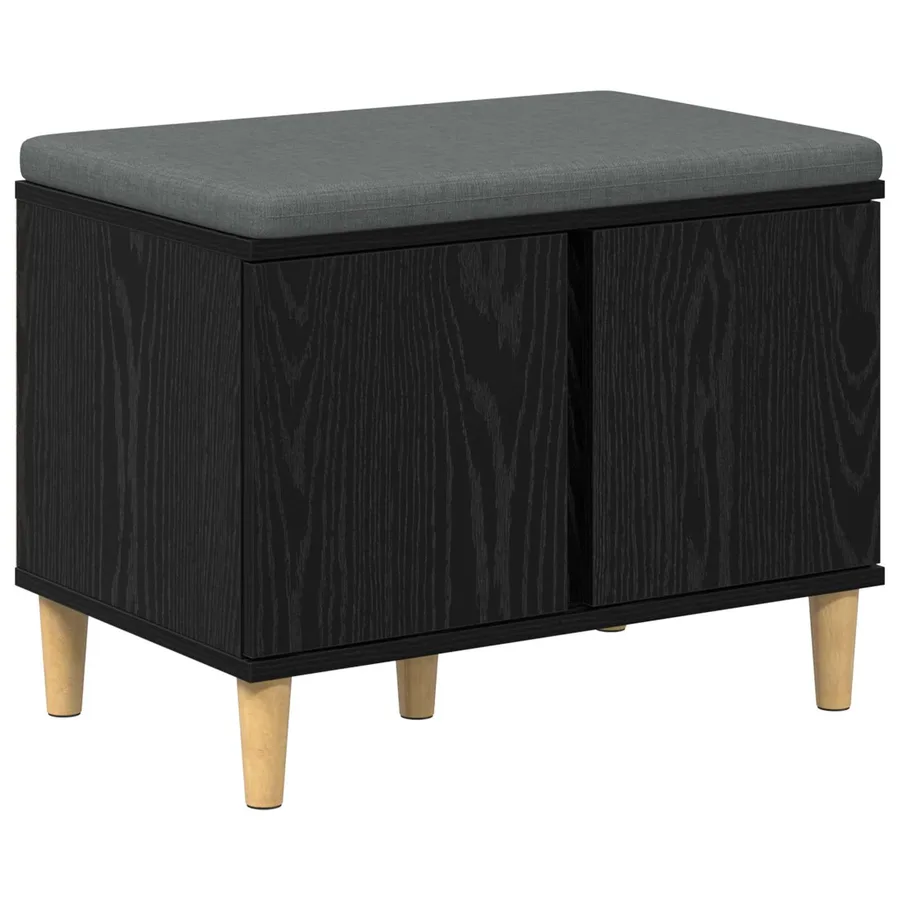 Banc d'entrée avec coussin Chêne Noir 60 x 38 x 46 cm - 2