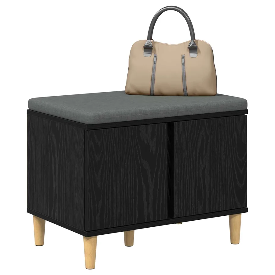 Banc d'entrée avec coussin Chêne Noir 60 x 38 x 46 cm - 3