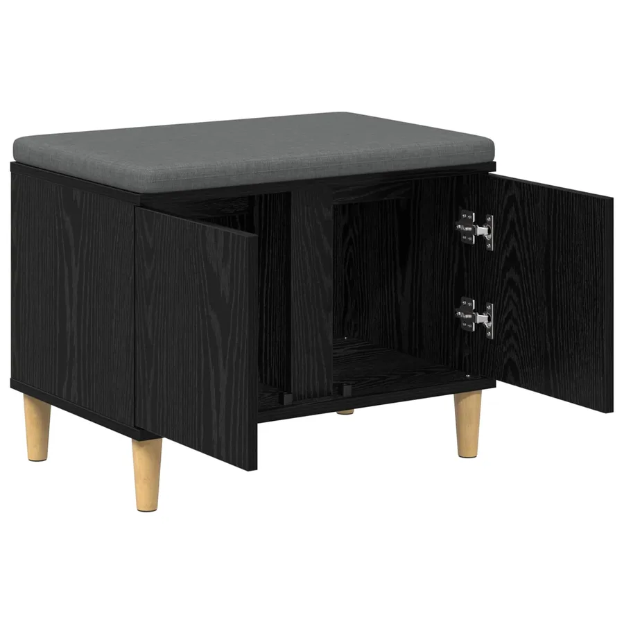 Banc d'entrée avec coussin Chêne Noir 60 x 38 x 46 cm - 5