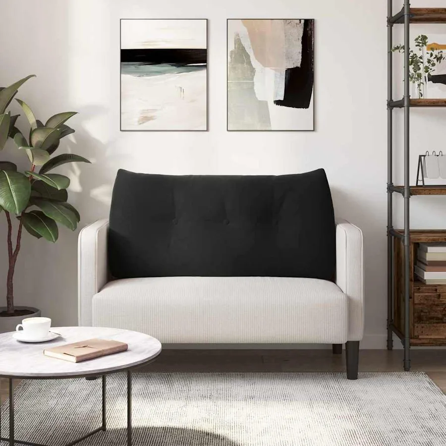 Coussin de Dos Noir 100 x 24 x 50 cm Velours - 4