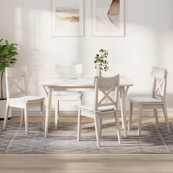 Coussins de siège 4 pcs Blanc 40 x 40 x 3 cm tissu