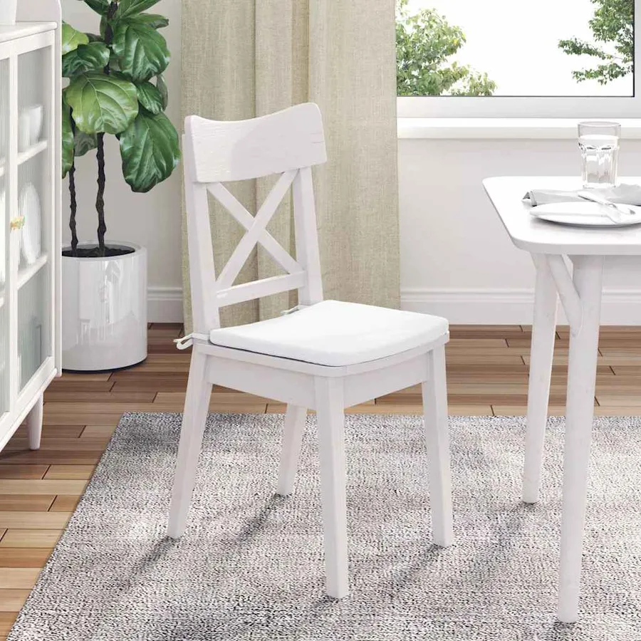 Coussins de siège 4 pcs Blanc 40 x 40 x 3 cm tissu - 4