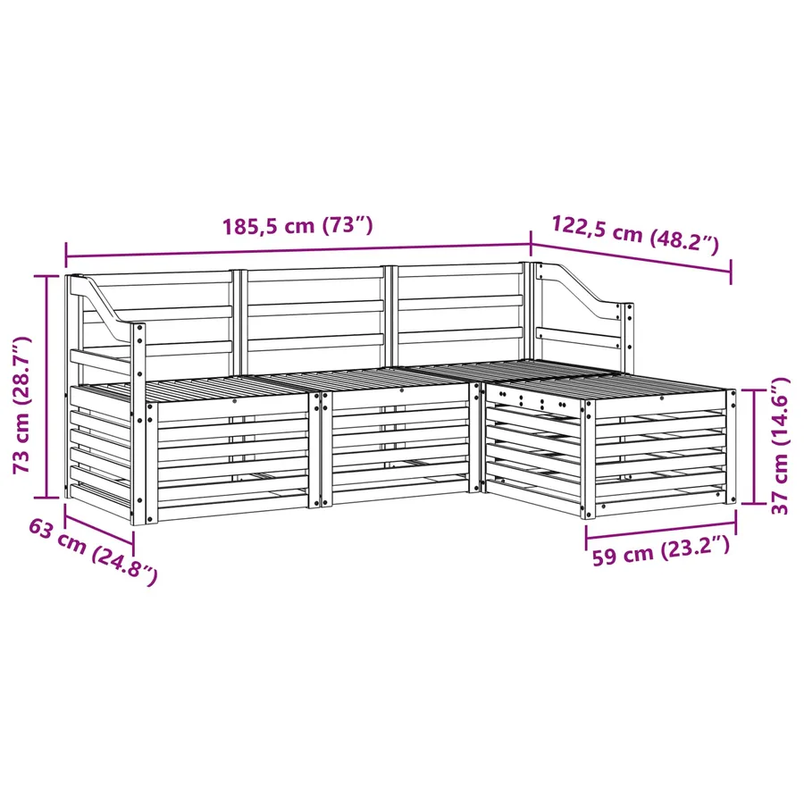 Ensemble de canapés d'extérieur 4 pcs Naturel - 8