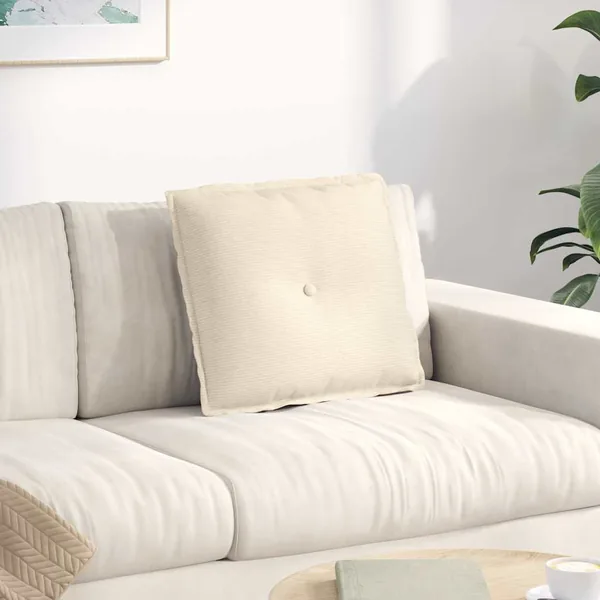 Coussin de Dos Crème 50 x 45 cm Tissu en velours côtelé