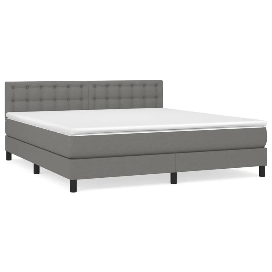 Sommier à lattes de lit avec matelas Gris foncé 160x200cm Tissu - 2