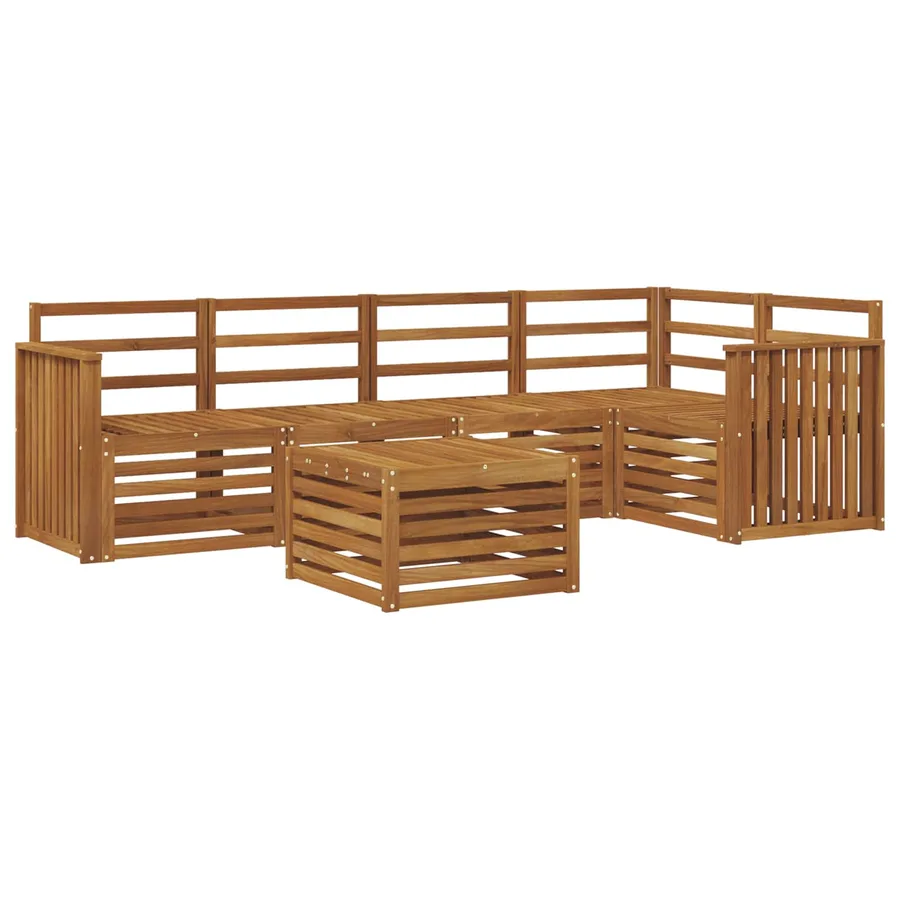 Ensemble de canapé d'angle 6 pcs Naturel Bois d'Acacia Massif - 2
