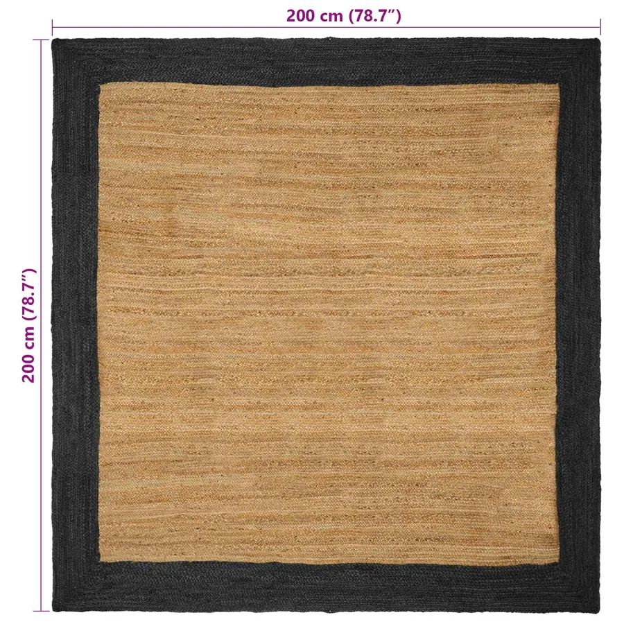 Tapis de surface Gris foncé 200 x 200 cm Jute - 8