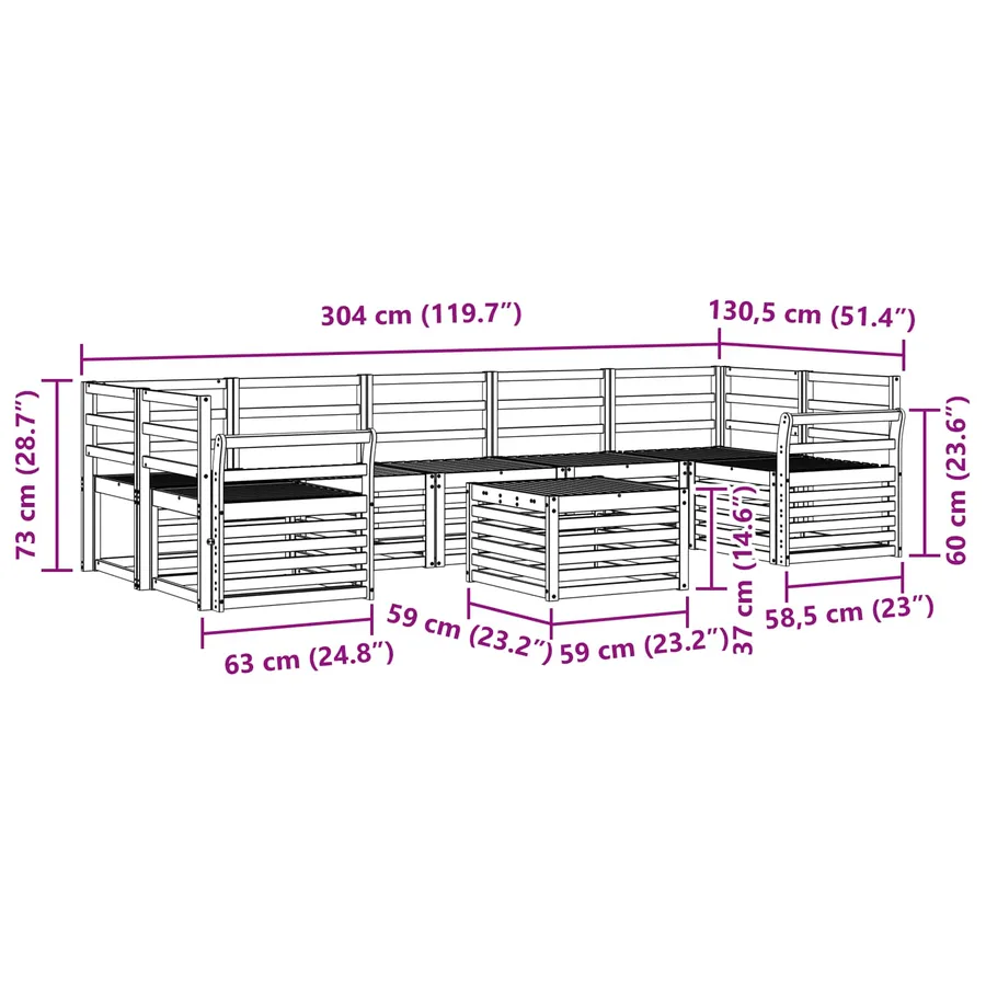 Ensembles de canapés 8 pcs Naturel Bois d'Acacia Massif - 10