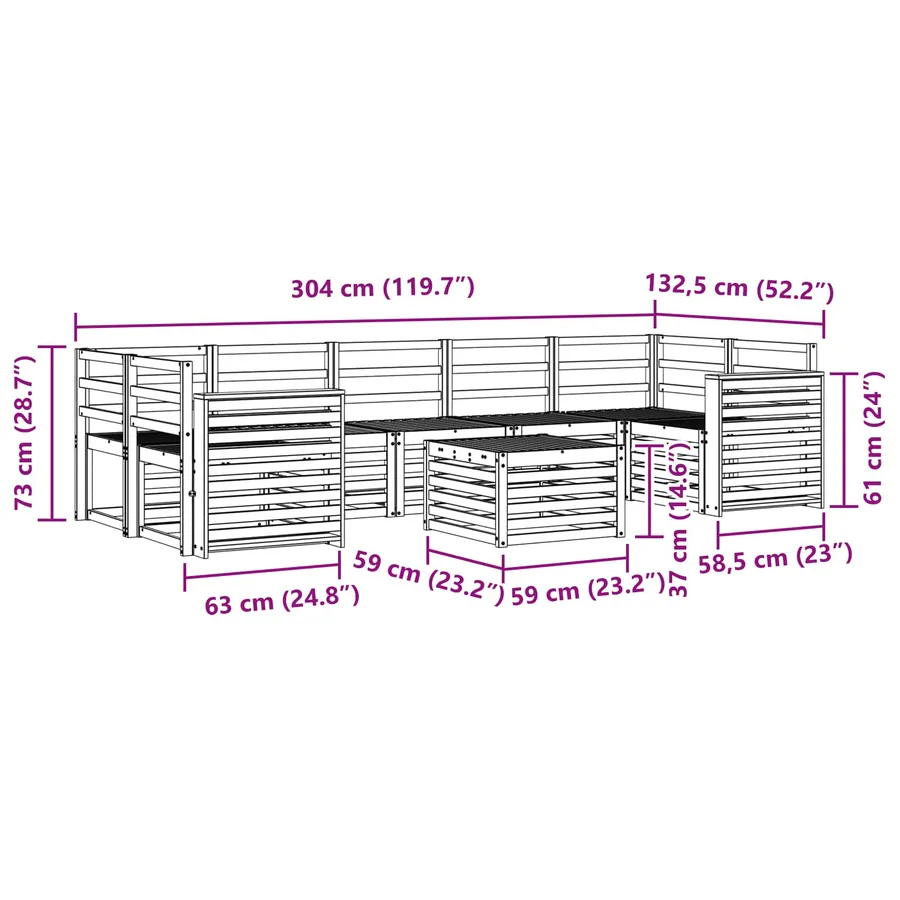 Ensembles de canapés 8 pcs Naturel Bois d'Acacia Massif - 8