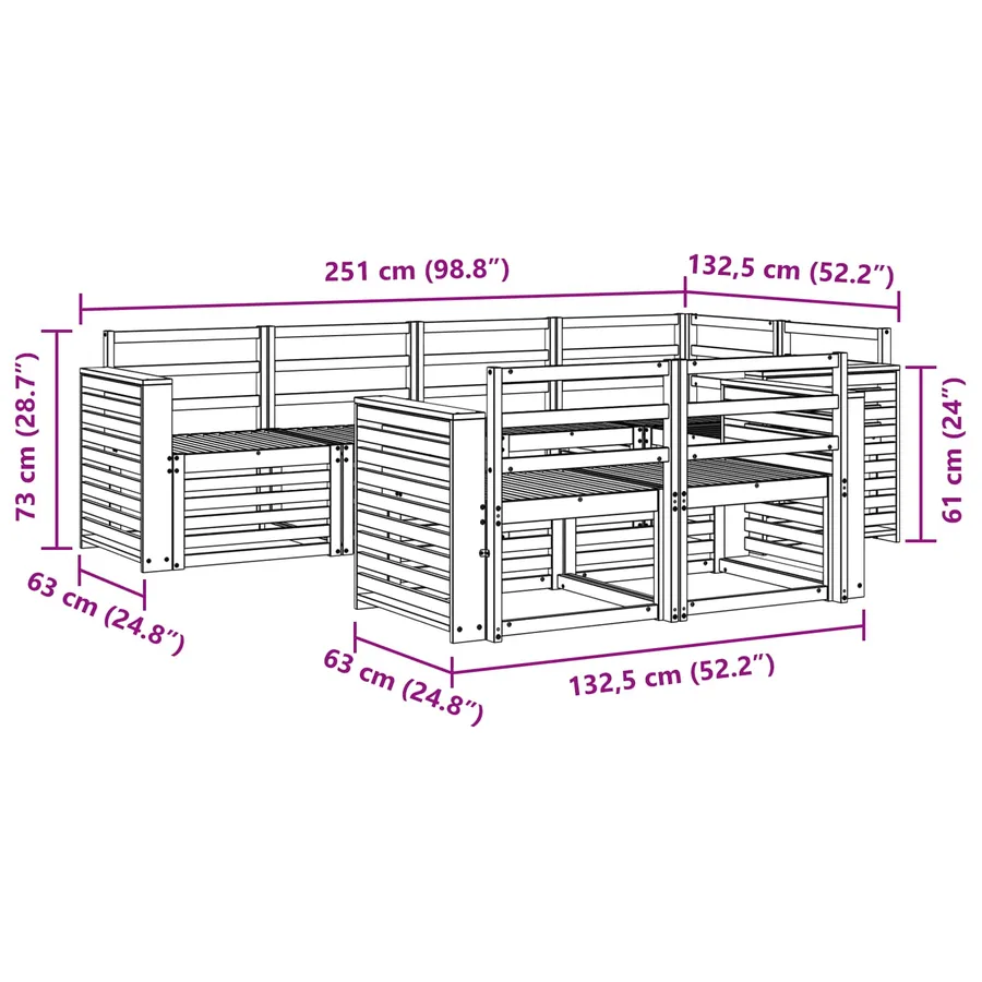 Ensemble de canapé d'angle 7 pcs Naturel - 7
