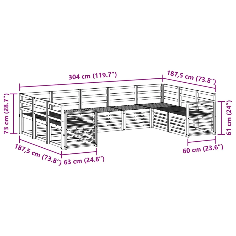Ensemble de canapé d'angle 9 pcs Naturel - 8