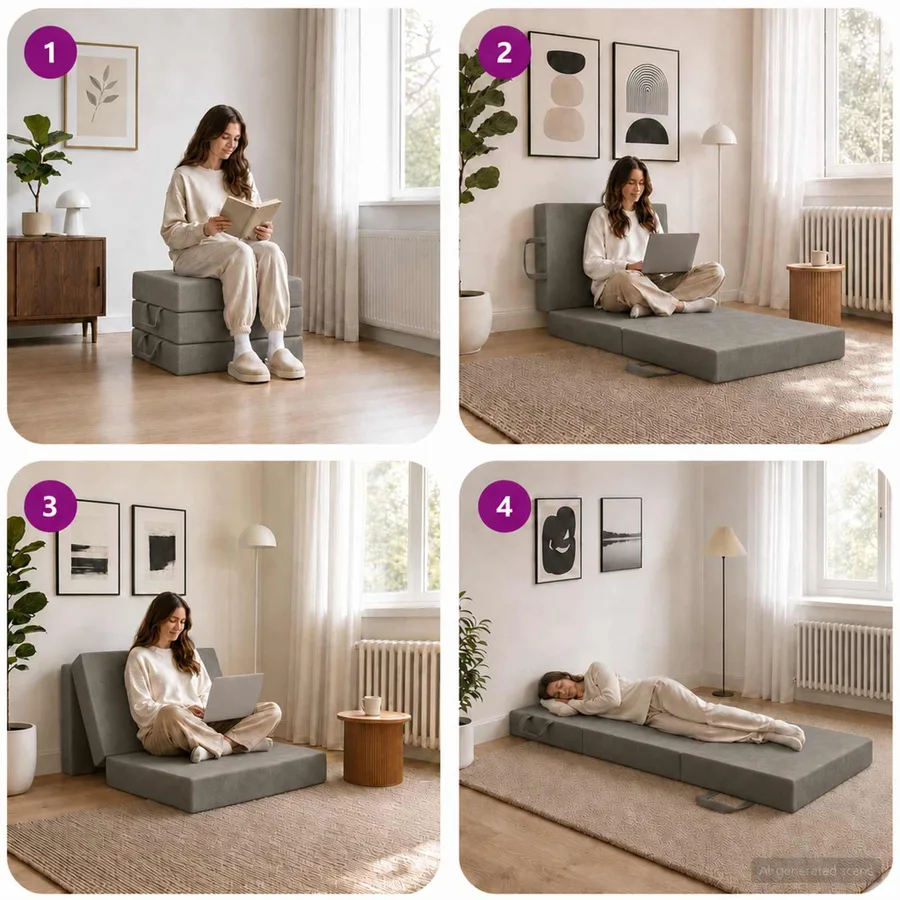 Canapé-lit pliable 75 x 67 x 45 cm Gris clair - 9