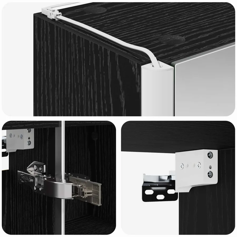 Armoire Miroir de Salle de Bain Chêne noir - 10