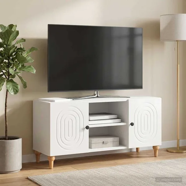 Meuble TV Blanc brillant 102 x 34,5 x 50 cm Bois d'ingénierie