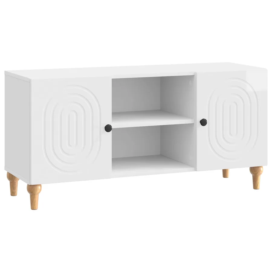 Meuble TV Blanc brillant 102 x 34,5 x 50 cm Bois d'ingénierie - 2