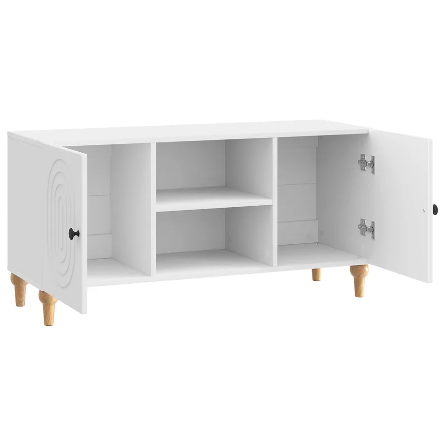 Meuble TV Blanc brillant 102 x 34,5 x 50 cm Bois d'ingénierie - 5