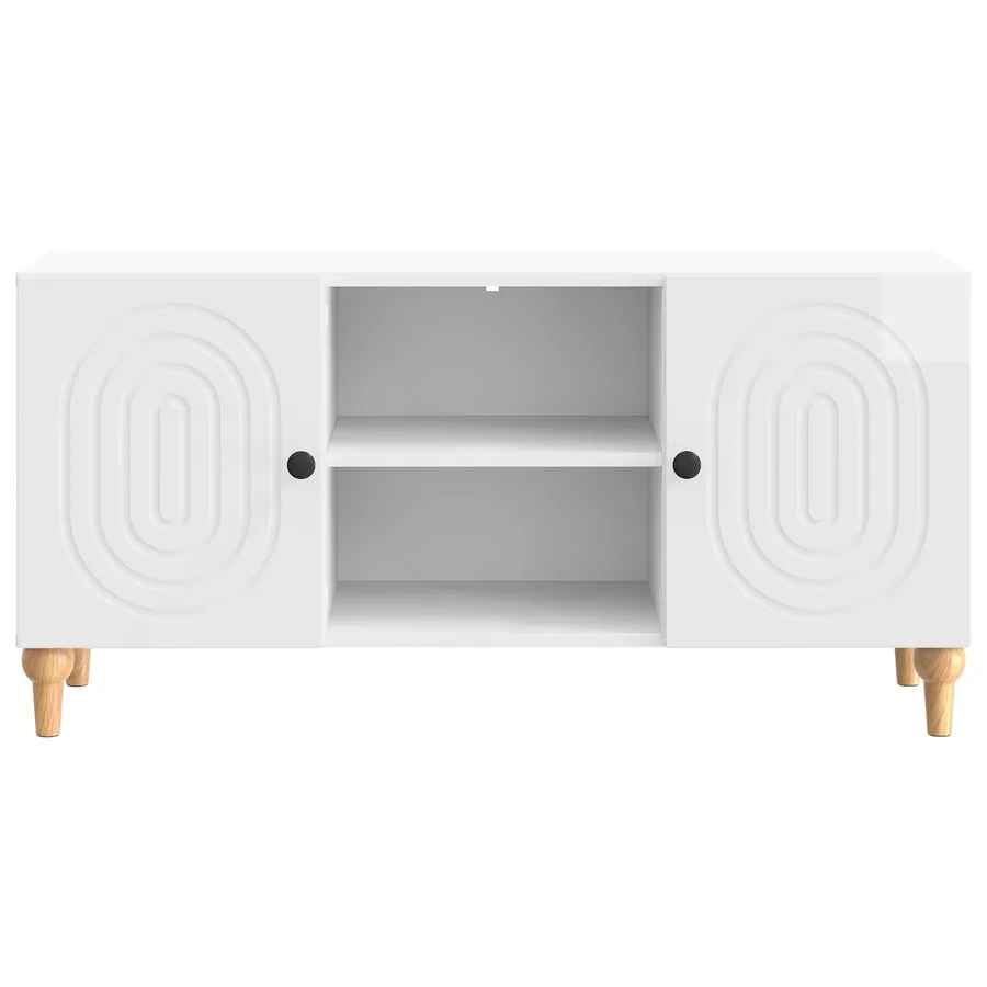 Meuble TV Blanc brillant 102 x 34,5 x 50 cm Bois d'ingénierie - 6