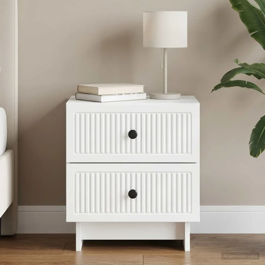 Cabinet de chevet Blanc 43 x 34,5 x 47,5 cm Bois d'ingénierie