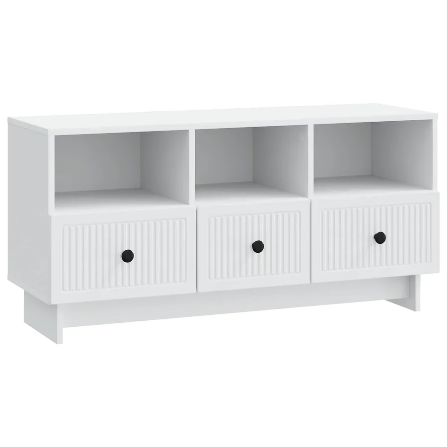 Meuble TV Blanc 102 x 34,5 x 50 cm Bois d'ingénierie - 2