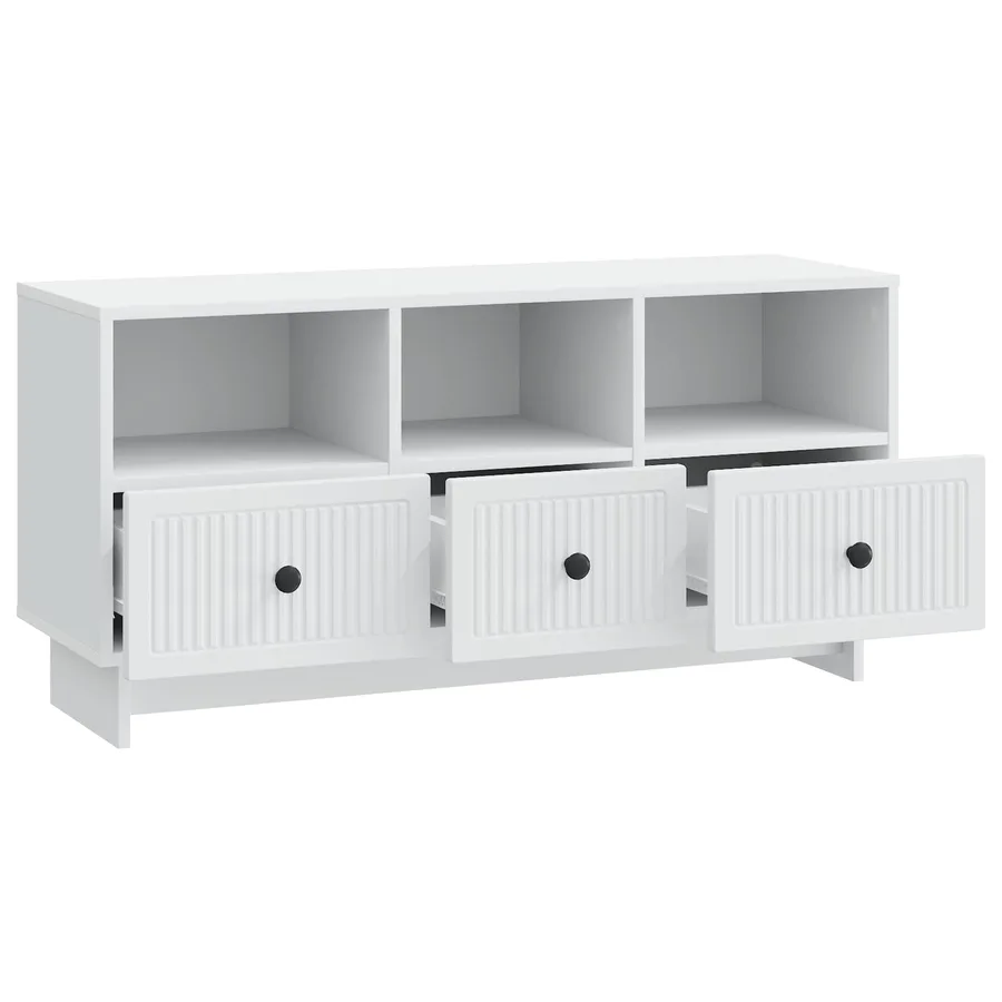 Meuble TV Blanc 102 x 34,5 x 50 cm Bois d'ingénierie - 5