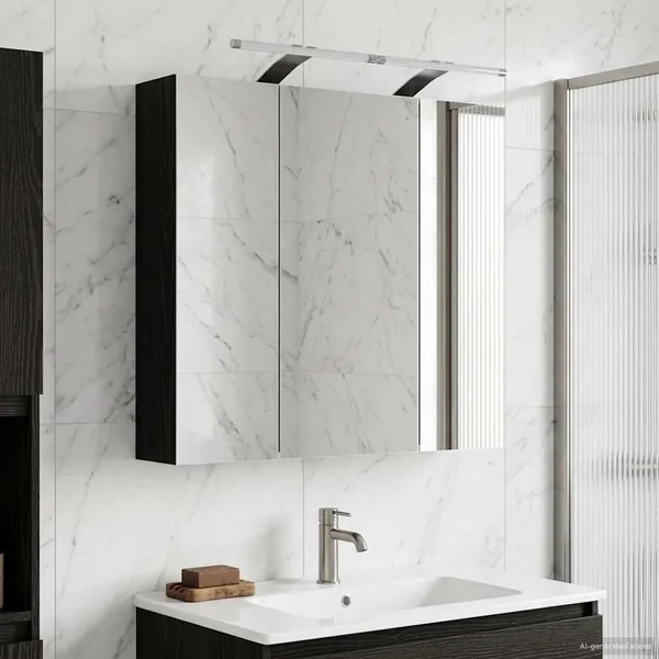 Armoire Miroir de Salle de Bain Chêne noir 70 x 14,5 x 70 cm