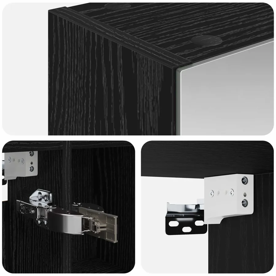 Armoire Miroir de Salle de Bain Chêne noir 70 x 14,5 x 70 cm - 10