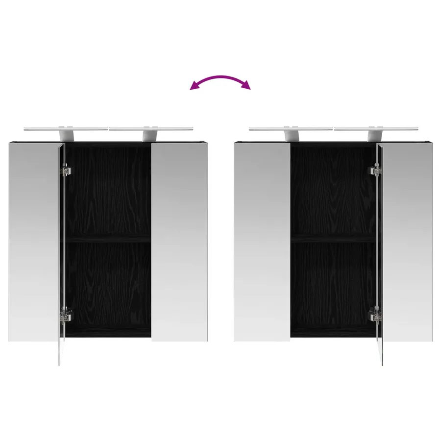 Armoire Miroir de Salle de Bain Chêne noir 70 x 14,5 x 70 cm - 12
