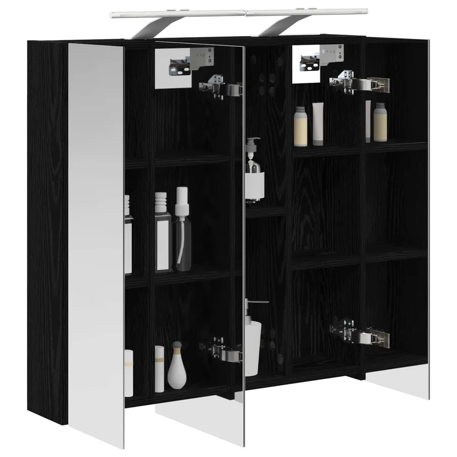 Armoire Miroir de Salle de Bain Chêne noir 70 x 14,5 x 70 cm - 3