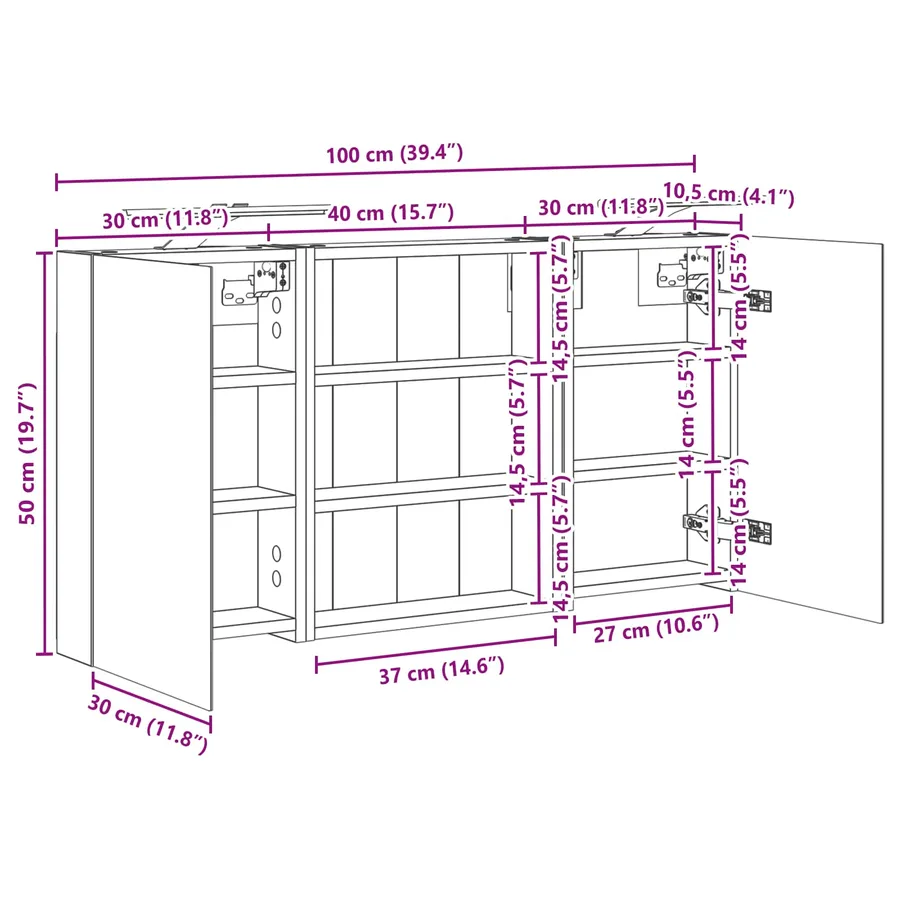Ensemble de Meubles de Salle de Bain 3 pc 100 x 10,5 x 50 cm - 13