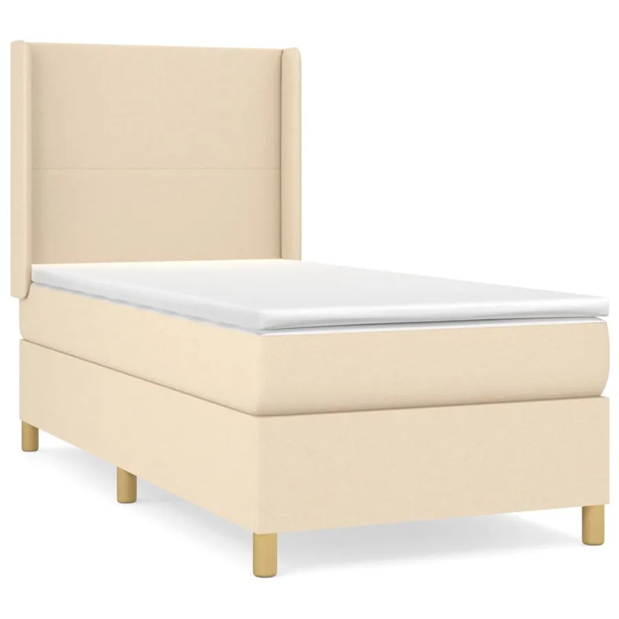 Sommier à lattes de lit avec matelas Crème 90x200 cm Tissu - 2