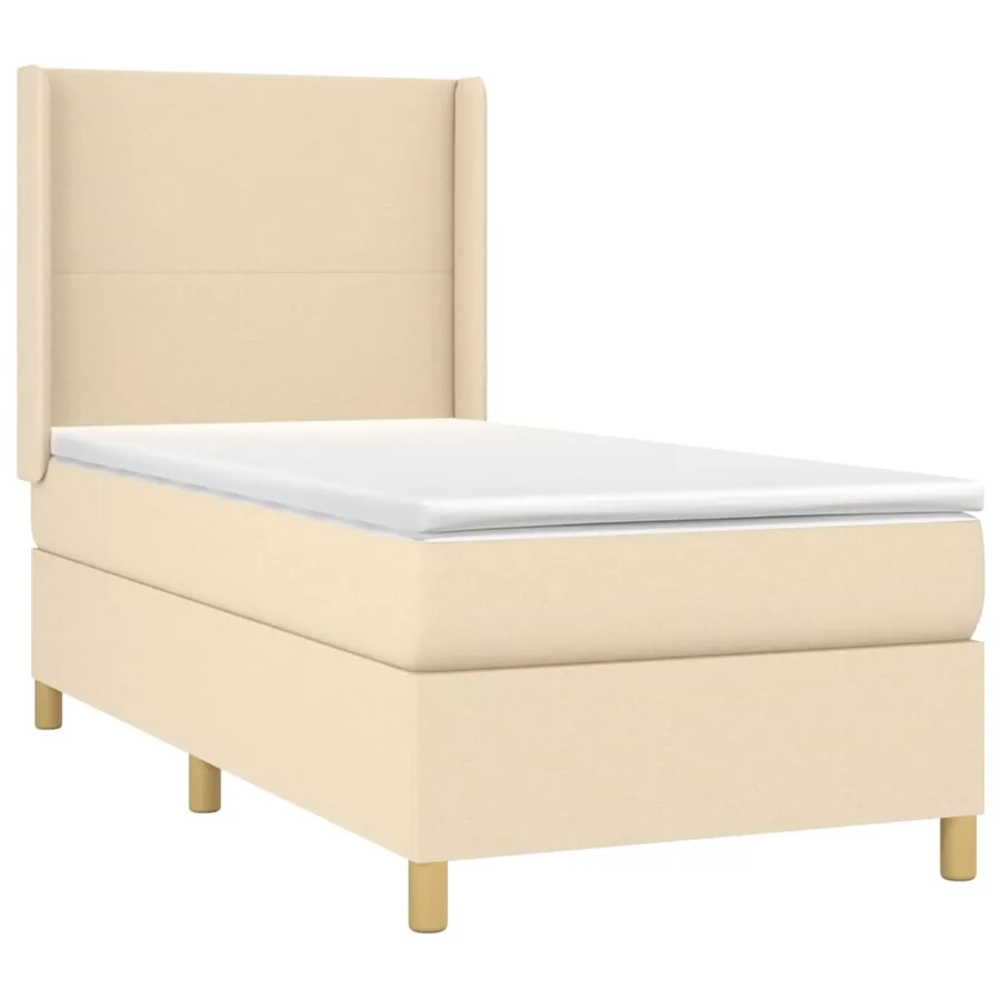 Sommier à lattes de lit avec matelas Crème 90x200 cm Tissu - 3