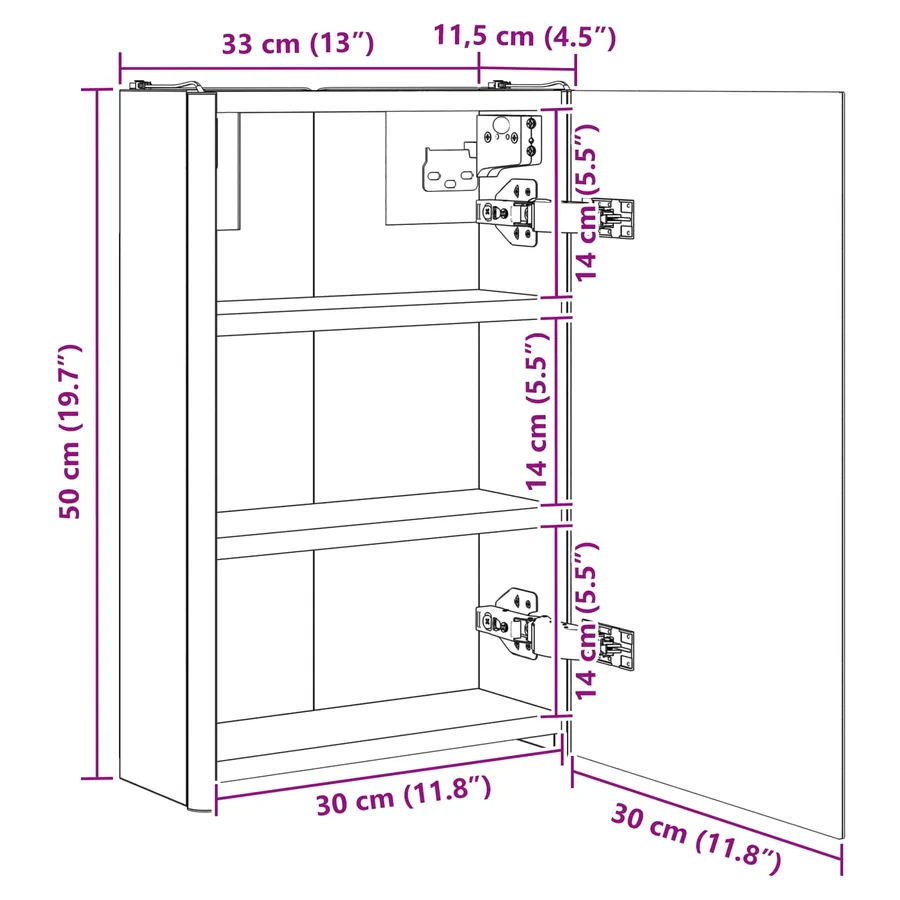 Armoire Miroir de Salle de Bain Chêne artisan 33 x 11,5 x 50 cm - 13