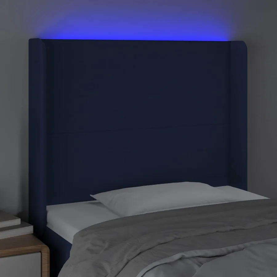 Tête de lit à LED Bleu 103x16x118/128 cm Tissu - 4