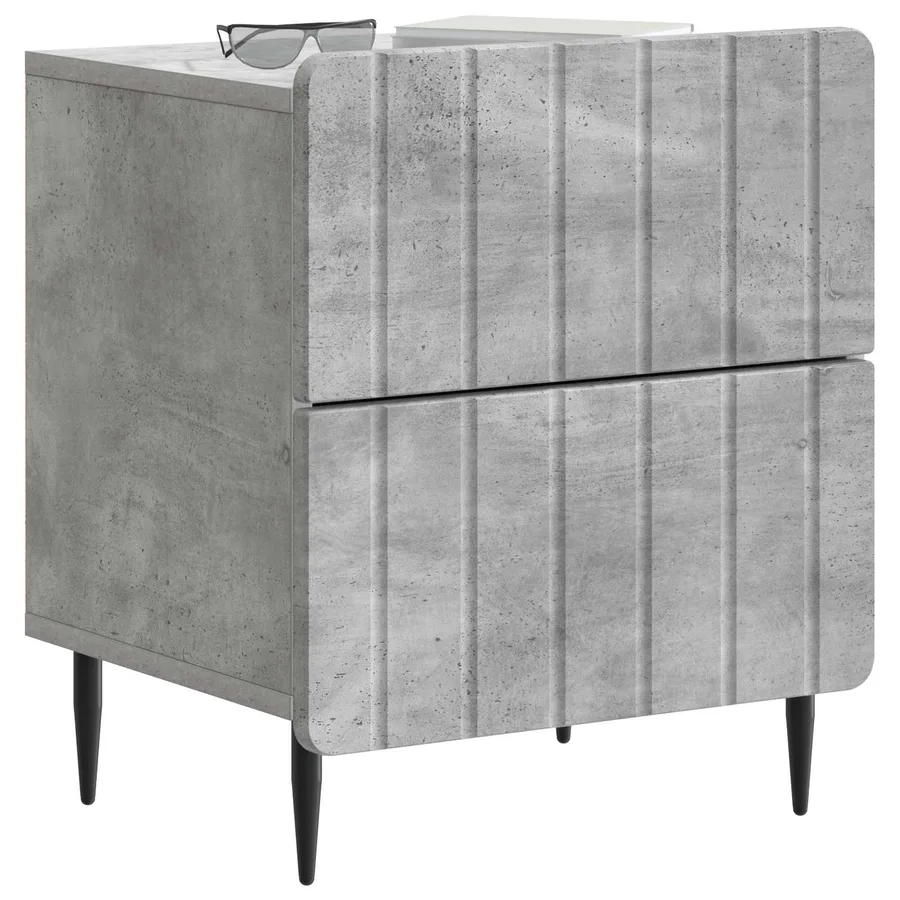 Cabinet de chevet 2 pcs Gris béton 43 x 34,5 x 49,5 cm - 3