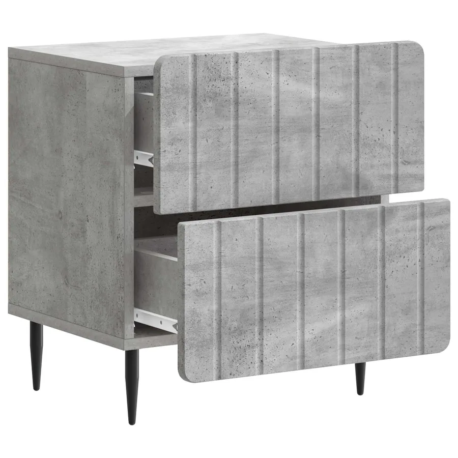 Cabinet de chevet 2 pcs Gris béton 43 x 34,5 x 49,5 cm - 6